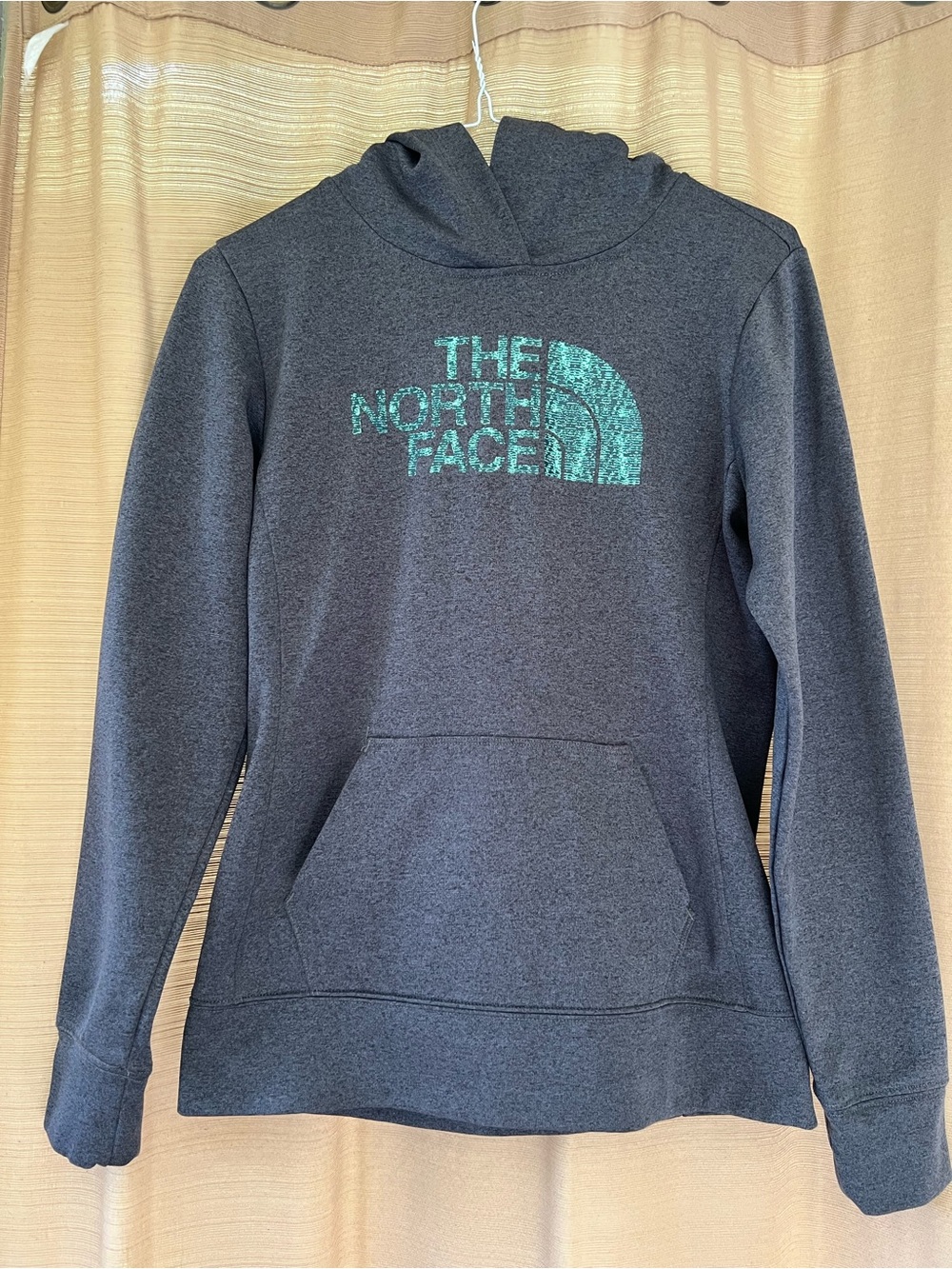 The North Face Women's Charcoal Hoodie with Teal Logo